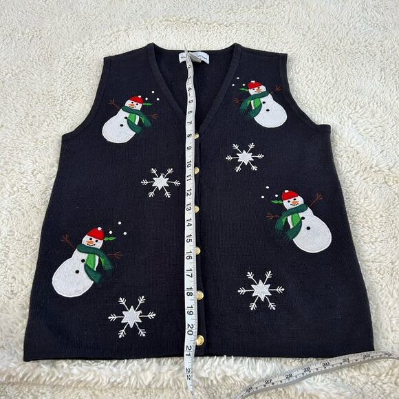 VTG Christmas Vest Women’s Sz Small Snowman Holiday 90s Mom Retro Croft & Barrow - Picture 4 of 5